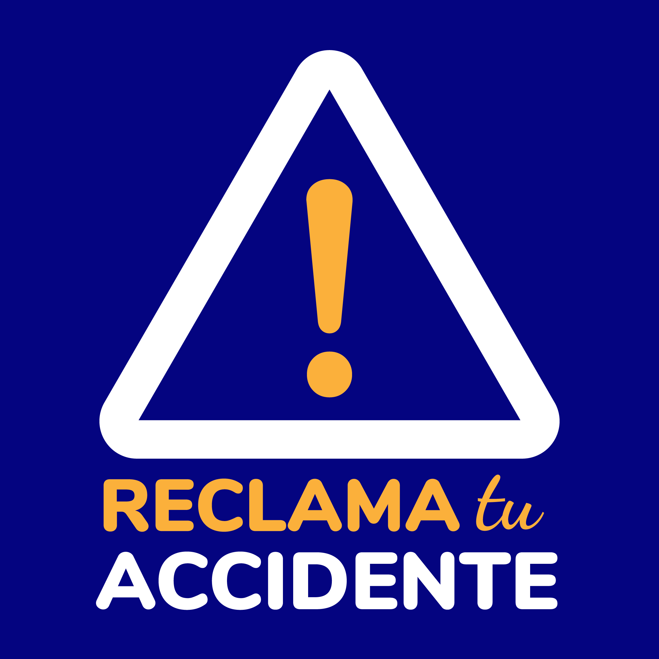 Logo de Reclama tu accidente con simbolo de advertencia vial